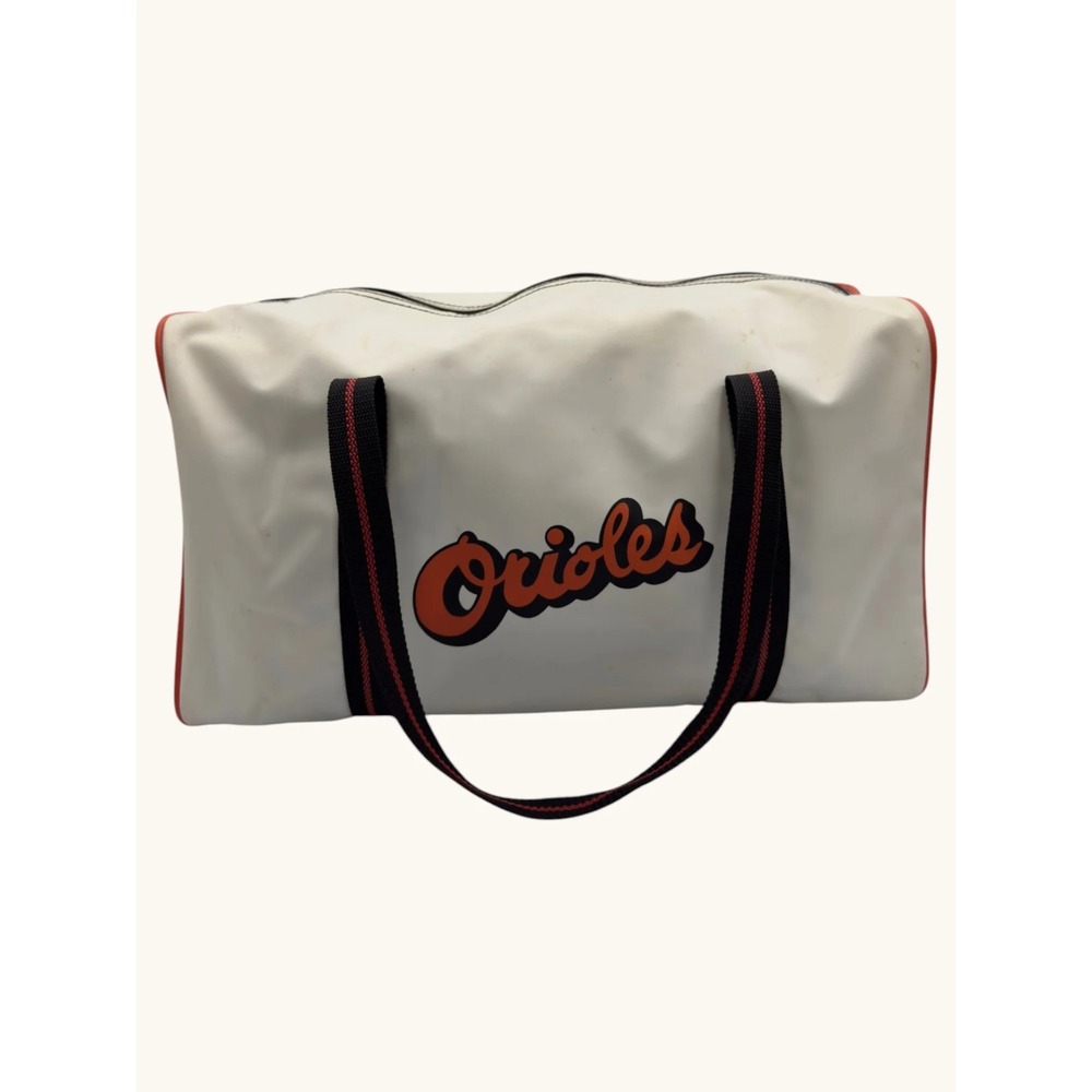 Vintage Baltimore Orioles Chase Bank Maryland Duffel Bag White Vinyl Gym Travel